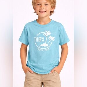 Tyler’s Austin Texas Unisex Youth Graphic T-Shirt Size M Aqua Blue(A292)